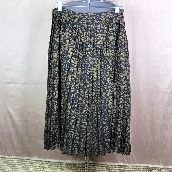 *KAARI‎ BLUE Animal Print Pleated Midi Skirt Size 14 - Picture 1 of 8